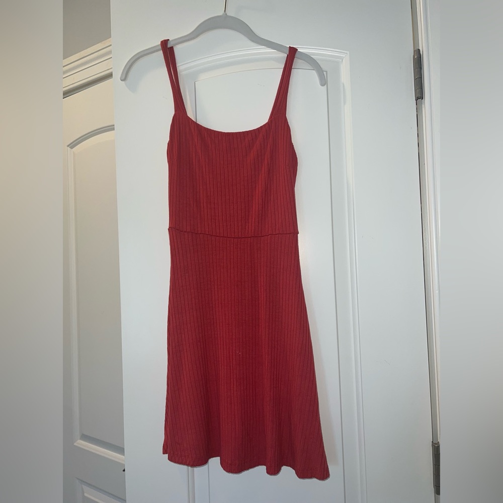 ALL IN FAVOR stripe rib fit and flare mini dress